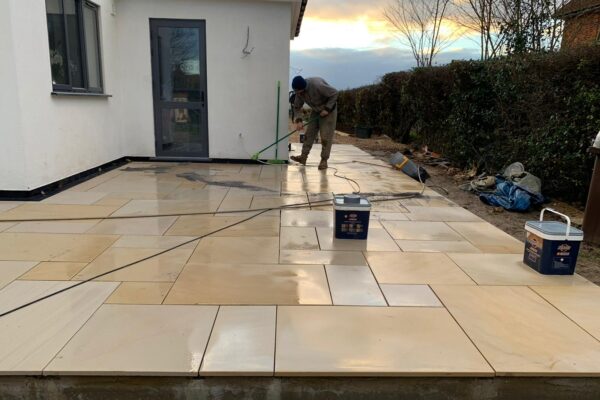 Sawn Owned Smooth Sandstone Patio in St Albans