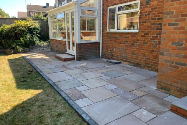 indian sandstone patio in raj blend style