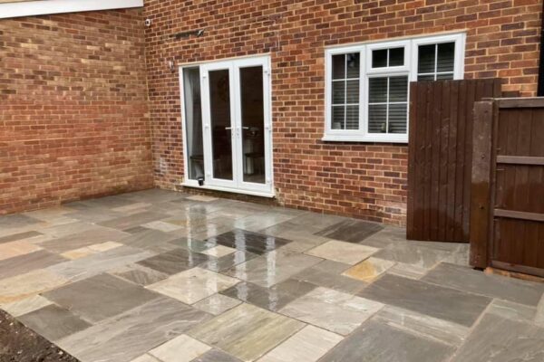 sandstone patio laid in hitchin