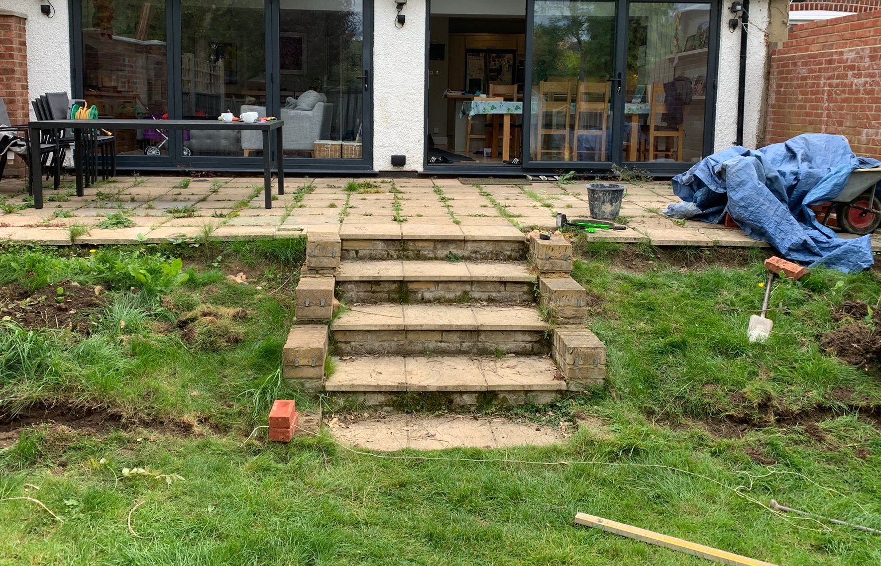 old raised garden patio to be replaced