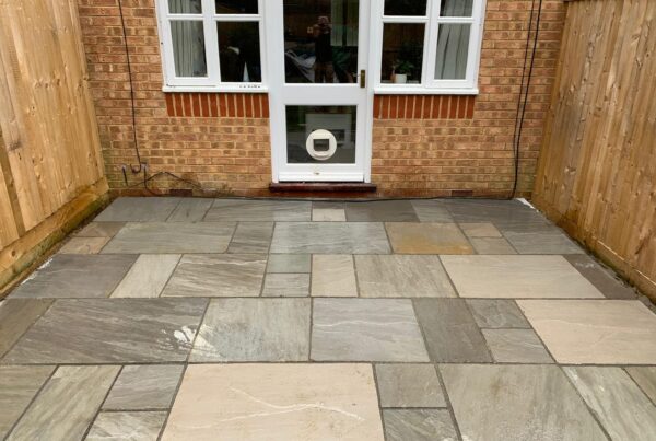 new indian sandstone patio laid in harpenden