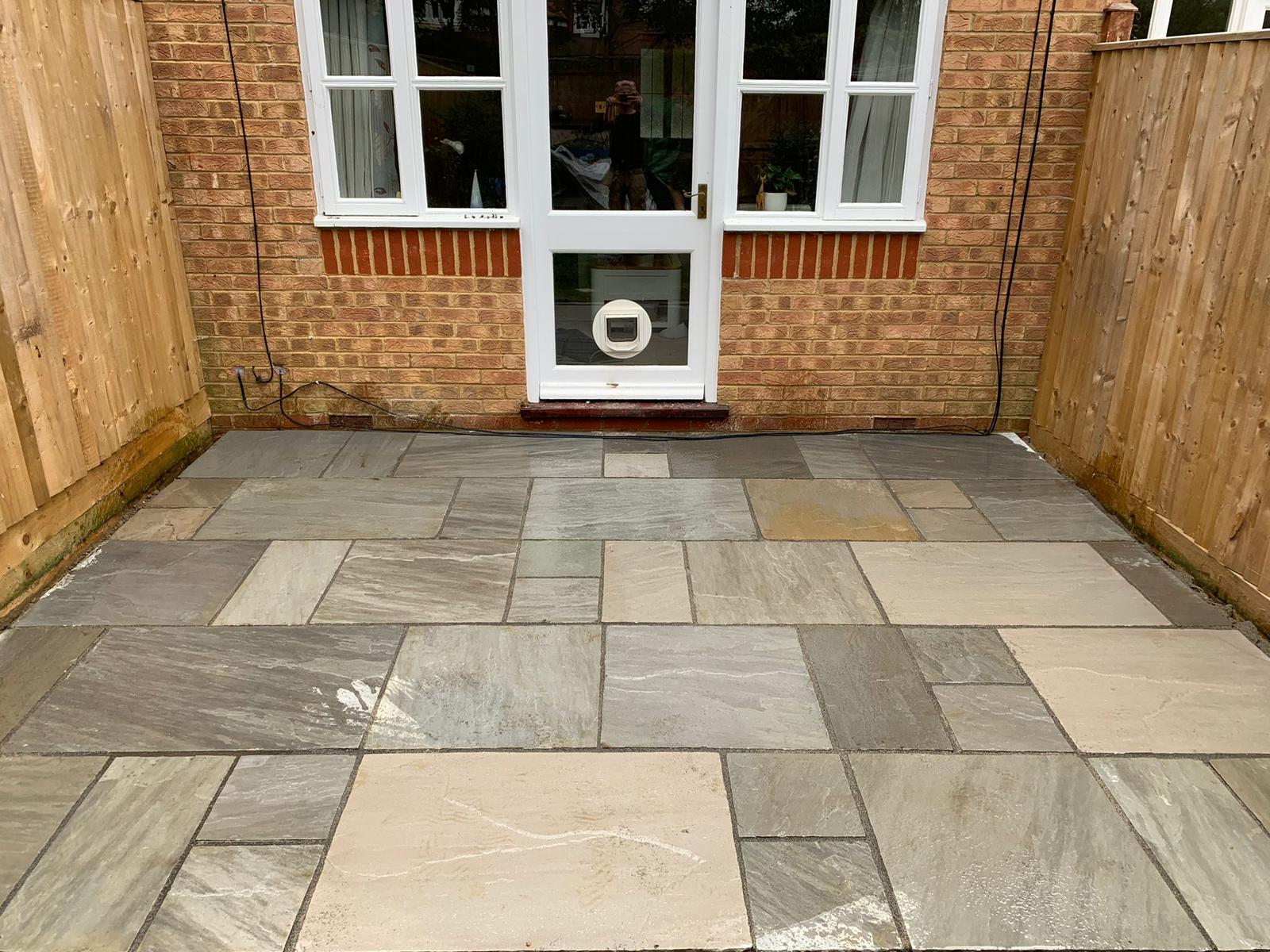 new indian sandstone patio laid in harpenden