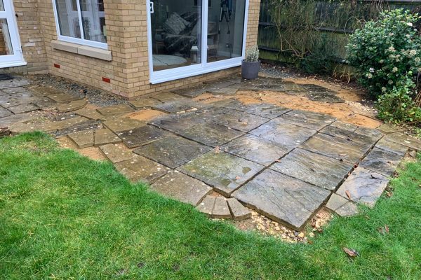 old patio to be replaced by kandla sandstone