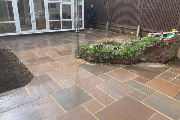 autumn brown indian sandstone patio