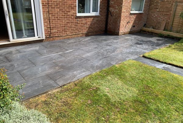 new porcelain patio laid