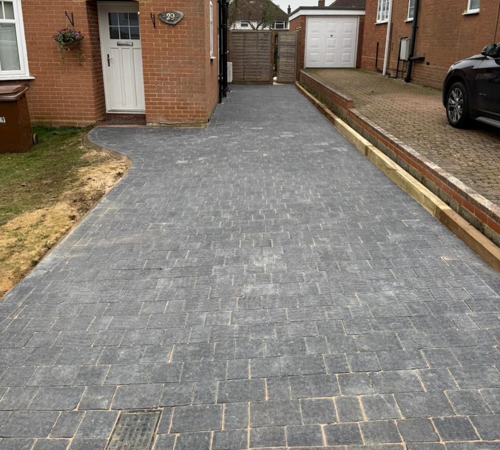charcoal block paved driveway in letchworth