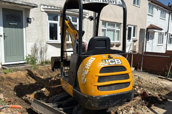 during the laying of a block paving driveway