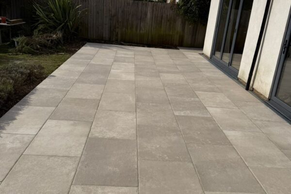 new porcelain tiles Patio, New Barnes Avenue, Harpenden
