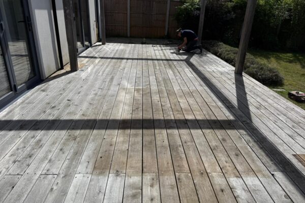 replaced old deck with new Patio, New Barnes Avenue, Harpenden