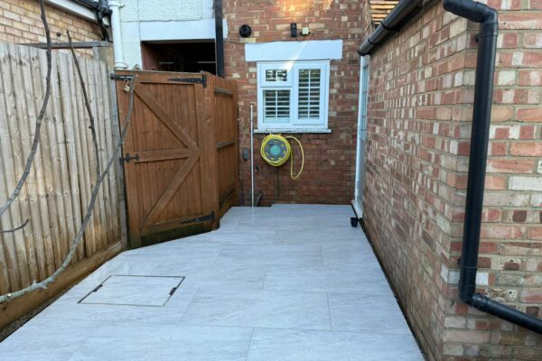 new porcelain tiled patio laid in st albans