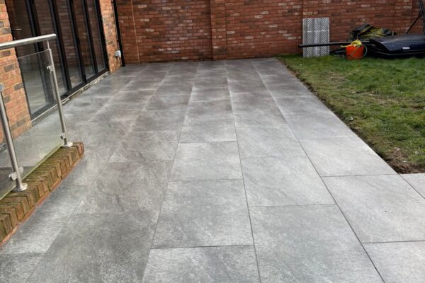 porcelain tiles laid for patio in harpenden