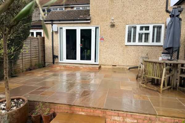 sandstone garden patio how wood
