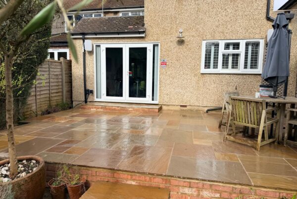 sandstone garden patio how wood