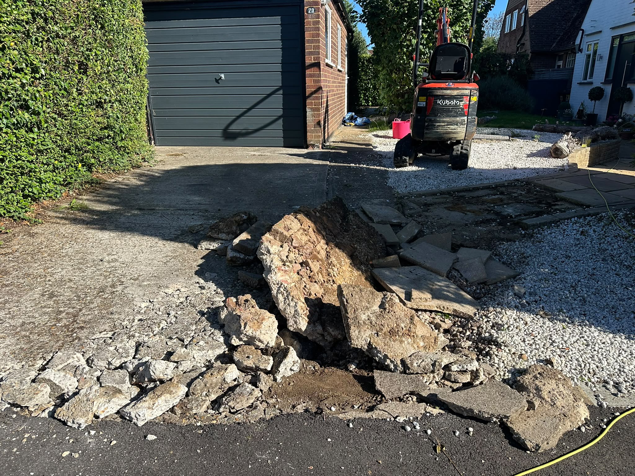 Before we laid a new Charcoal Block paving Driveway in Sandridge, St Albans
