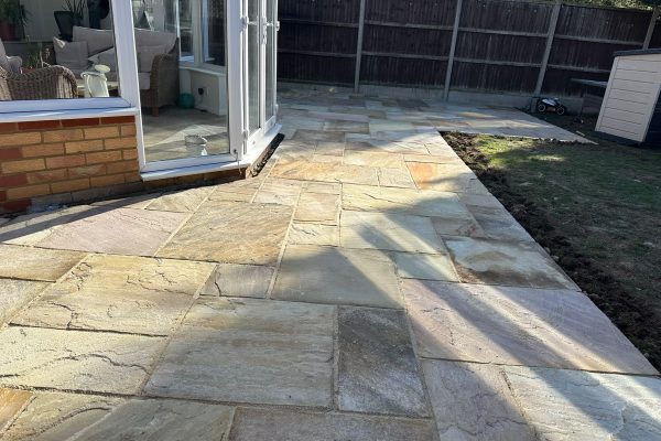 Indian Sandstone Patio in Churchcroft, Highfield Park, St Albans