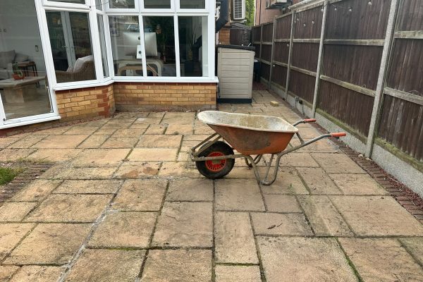 before we laid an Indian Sandstone Patio and Pathway, Churchcroft, Highfield Park, St Albans