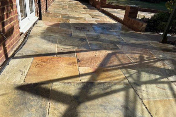 indian sandstone patio laid in sandridge